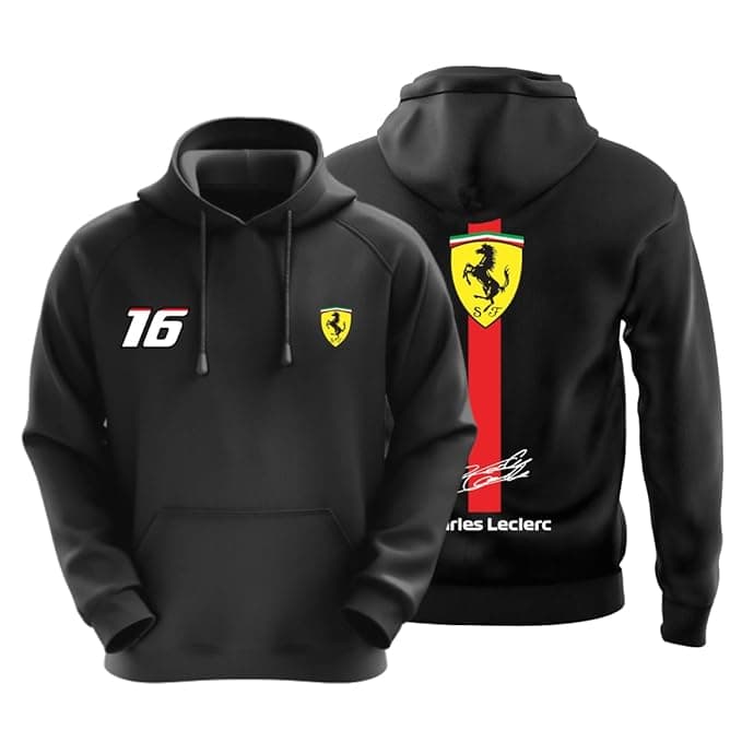 DUDEME FERR C16 Motorsport Hoodie for Car Enthusiast for Men & Women Black Hoodie